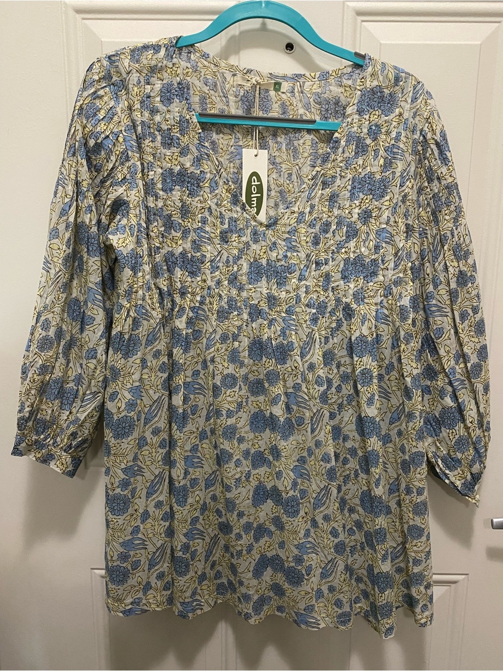 Dolma Blue Flowered Print Cotton Top
